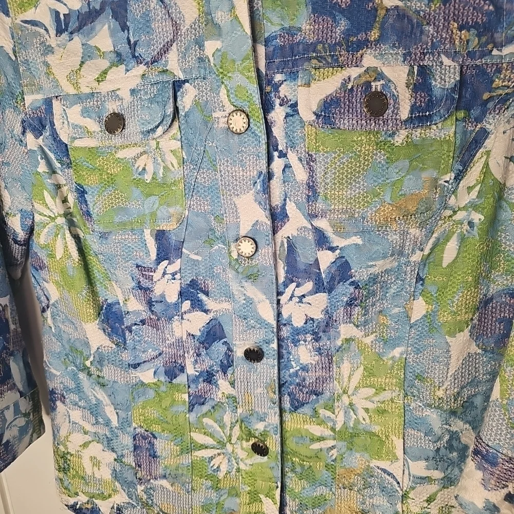 Christopher & Banks Floral Blue and Green Women's Jacket Size M‎